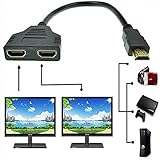High-Definition Multimedia Interface for HDTV - HDMI Splitter Adapter Cable, 1080P Male to Dual HDMI Female 1 to 2 Way for HDMI HD, LED, LCD, TV