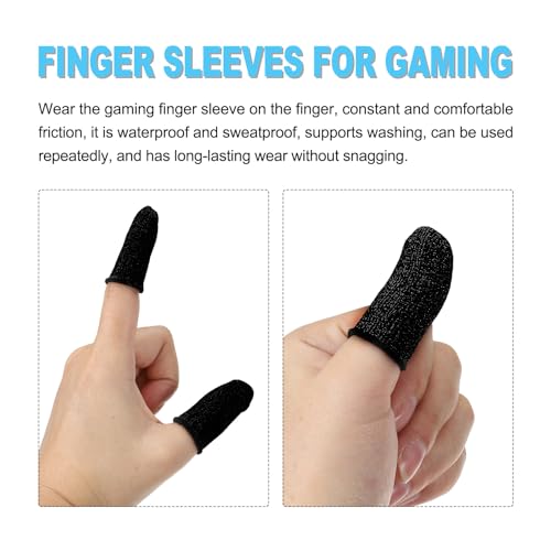 MECCANIXITY Finger Sleeves for Gaming, Touch Screen Finger Thumb Cover Sleeve, Carbon Fiber Anti-Sweat Breathable Black for Mobile Gaming Pack of 10 - Thumbnail 4