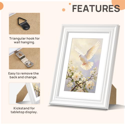 Image of upsimples 5x7 Picture Frame, Vintage Frames Decor, 1Pack White