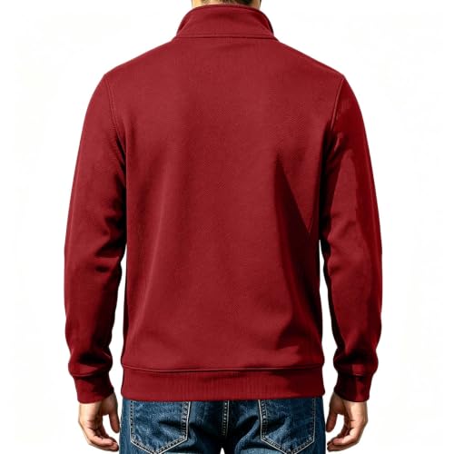 Men's Long Sleeve Shirts Fleece Lined Textured Fashion Quarter Zip Pullover - image 4