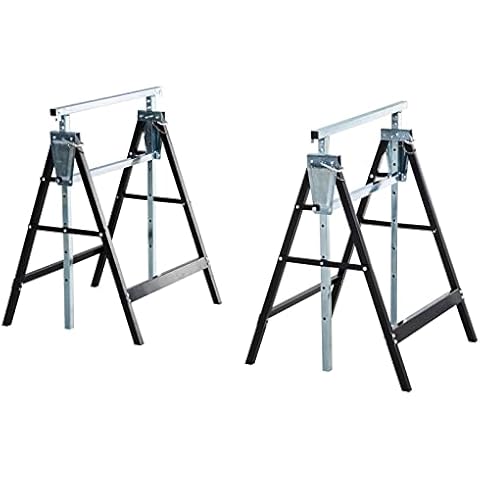 DbHFgjMN 2 x Folding Saw Horse Tools Telescopic Builders Trestle Work Bench Carpenter Cover