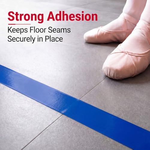 Image of Pangda 2 Rolls Dance Floor Vinyl Tape Durable Tape Splicing Strong Adhesion No Residue for Gym Dance Room Restaurants Kitchen Floor Safety Marking(Blue,36 yd X 2 in)