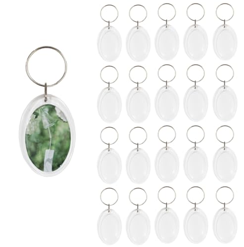 Image of BetterJonny 20Pcs Acrylic Picture Keychain Blanks in Clear Acrylic Picture Frame Keyrings
