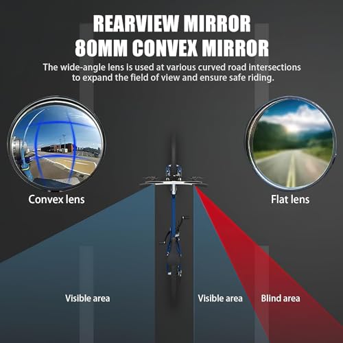 Image of JERN Pack of 2 Bike Rearview Mirror 360 Rotary Cycling Bicycle Convex Glass Rear View Mirror