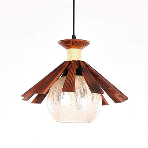 Lustre en bois art au design rétro industriel élégant pour grand salon