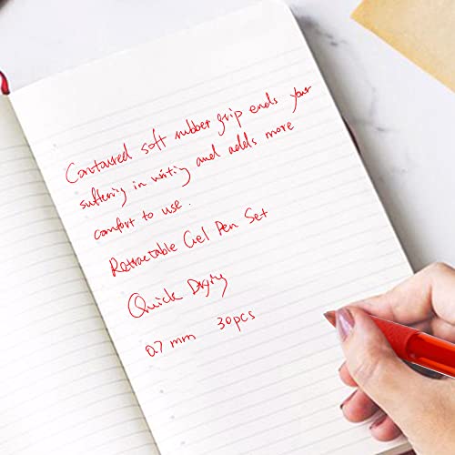 Feela 30 Pack Retractable Red Ink Gel Pens Set Medium Point 15 Piece Fine Point Gel Pen With 15 Refills For Smooth Writing #TOP5