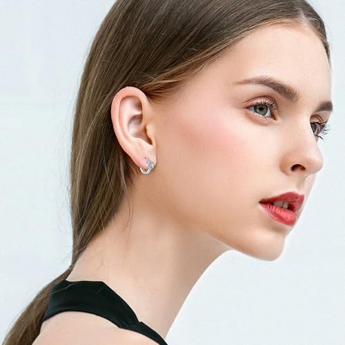 MEDWISE Moonstone Earrings 925 Sterling Silver Moon Star Hoop Earrings Moon Earrings Star Hoop Earrings Moonstone Jewelry for Women Aunt Mother Wife Ladies Couple — view 4