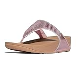 FitFlop Lulu Sequin Toe-Post Sandals, Color: Metallic Soft Blush, Size: 8 (JL5-B50-060)