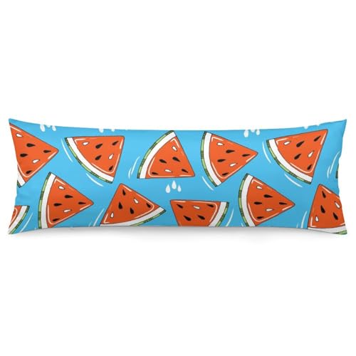 Velumair Red Watermelon Slices Body Pillow Cover with Zipper 20x54 Inches Soft Bed Decor Body Pillow Protector Long Pillowcase for Bedroom Decoration