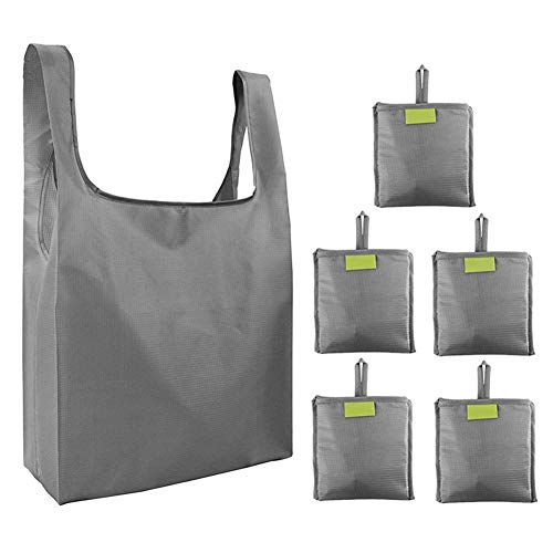 Likeitwell Sac à provisions pliables avec sac réutilisable pour les courses, les courses, les voyages, gris, taille unique Cover