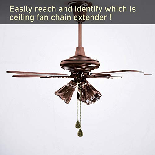 Image of Patelai 4 Pieces Ceiling Fan Pull Chain Extender Ornament 12 Inch Ceiling Pull Chain Extension Classic Drop Shaped Pendant Beaded Ball Cord for Fan light lamp decorative with Connector(Cinnamon)