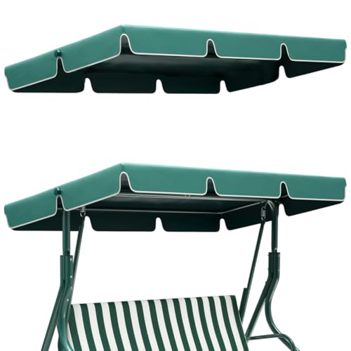 GORGECRAFT 195x125cm Toit de Rechange Balancelle de Jardin Auvent de Balancelle de Cour Vert Foncé pour Balancelle Extérieure 3 Places Chaise de Patio Auvent...