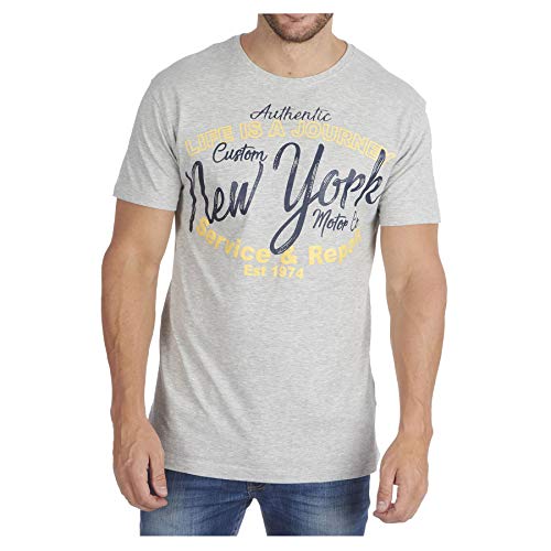 Image of New Mens Printed T-Shirts Short Sleeve Crew Neck T Shirts Cotton Tees Casual Top (Grey, Medium)