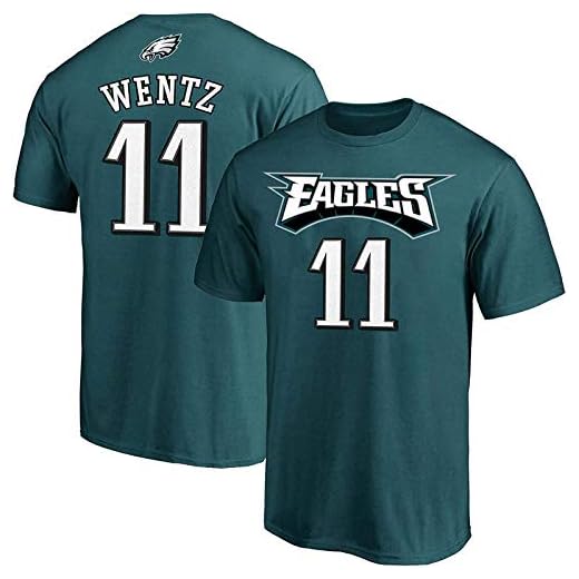 NFL Youth 8-20 Team Color Polyester Performance Mainliner Player Name and Number Jersey T-Shirt (Medium 10/12, Carson Wentz Philadelphia Eagles Green)