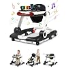 Music and Lights Baby Walker with Wheels, 6 in 1 Baby Activity Center w/Ergonomic backrest Design, Baby Walkers for Boys w/Foot Pads, Music Bouncer Walkers for Boys Girls Babies 6-18 Months, Black