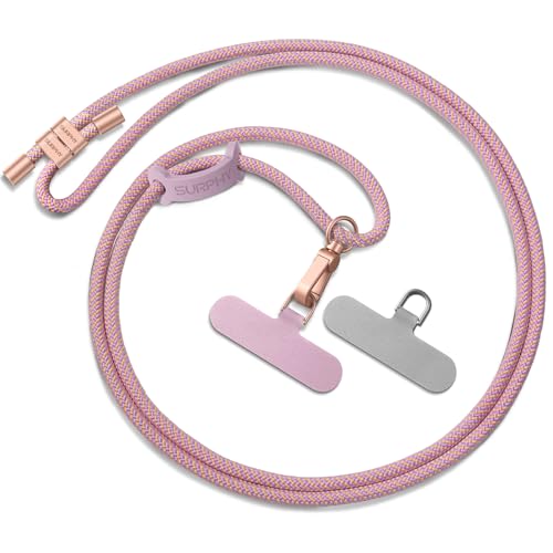SURPHY Cuerda para Móvil, Cordón de Correa Colgante con 2 Parches Duraderos, Correas Ajustable para Cuello, Cadena Multifuncional Compatible con la Mayoría Fundas,Rosa y Morado - imagen 9
