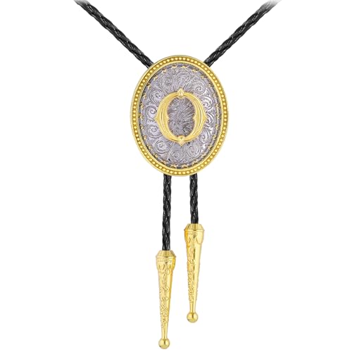 GelConnie Cowboy Ties for Men Gold Initial Letter O Western Bolo Tie Women