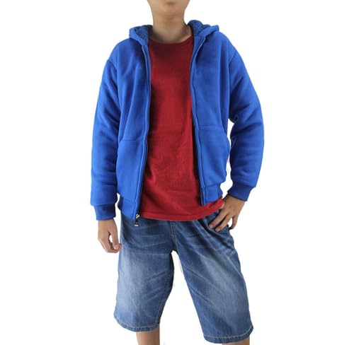 Image of LeeHanTon Boys' Fashion Zip Up Hoodie Plain Comfort Fleece Jacket Youth Heavyweight Sherpa Lined Sweatshirts