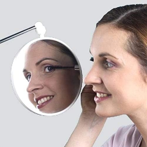 Telescoping Twistmirror 6X to 1X Suction Cup Magnifying Travel Mirror, White Base
