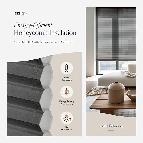 CHICOLOGY Cordless Cellular Shades, Room Darkening, Fog, 34.75x48 by CHICOLOGY - Used condition - Image 2