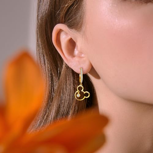 Mouse Earrings for Women Sterling Silver Plated Gold Mouse Open Hoop Earrings Sparkling CZ Lucky Cute Mini Stud Earrings Animal Fashion Hypoallergenic Princess Jewelry Gifts for Daughter Birthday4