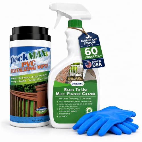 DeckMAX PVC Wipe Bundle-Clean & Revitalize PVC Railings & Trim with Our PVC Wipe Bundle. Contains Complete kit to Clean and revitalize Your PVC railings, Posts & Trim Boards! Easy to use Wipes