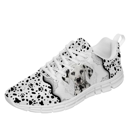 smvith Dalmatian Shoes for Women Men Walking Shoes Print Sneakers Tennis Shoes Gifts for Women Men White Size 6 8