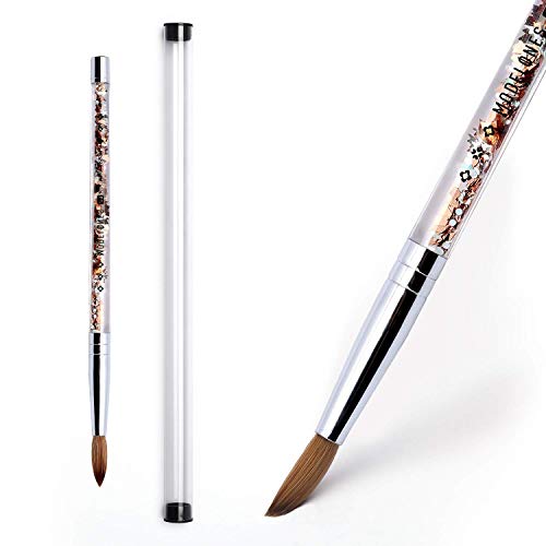 Modelones Acrylic Nail Brush Size 8, 100% Pure Kolinsky Hair Bristles Liquid Glitters Handle Acrylic Powder Nail Art Brushes Professional Manicure Pedicure for Salon DIY at Home