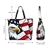 Famame American Flag Eagle Canvas Tote Bag Large Women Casual Shoulder Bag Handbag Reusable Multipurpose Shopping Grocery Bag For Outdoors