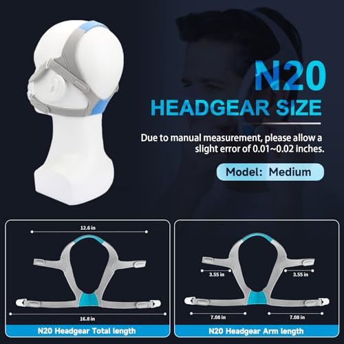 N20 Headgear Compatible with ResMed AirFit N20 / AirTouch N20 Nasal Mask Headgear - Standard/Medium (2 Pack N20 Nasal Mask Headgear)
