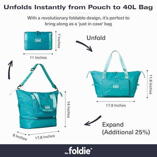image for The Foldie Foldable Travel Tote Bag for Women - 40L Weekender Overnigh