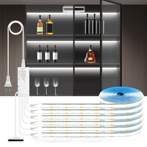 tlinkosta Cabinet Light 6-in-1 COB LED Strip with Dual Door Sensor Switch, Adhesive Backed and...