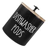 WATIIFUFU Soporte Redondo de Madera para Cápsulas de Lavavajillas con Tapa Hermética Contenedor Resistente para Detergentes y Organizador Versátil de Lavandería Cocina y Baño