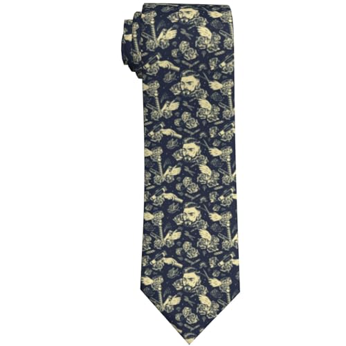 Jedenkuku Barbershop Retro Rose Beard Barber Razor Scissors Men'S Novelty Necktie Ties Funny Neckties Fashion Neck Ties Wedding Business Party Gifts