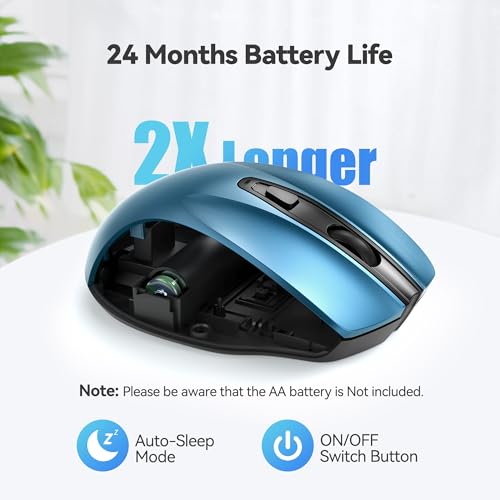 Image of TECKNET Wireless Mouse, 2.4G Ergonomic Computer Mouse, 2600 DPI, Azure