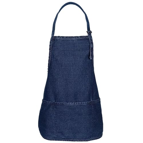 FAME F10RB 3 Pocket Bib Rounded Bottom Apron - Stonewashed Denim (WFA82002SD)