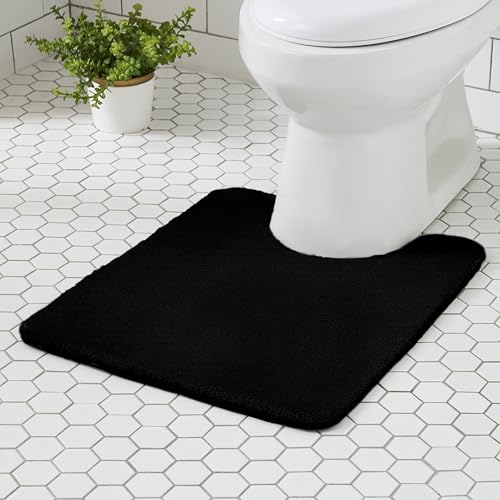 MINIDEAR Toilet Rugs 24x20 - U Shaped Black Thick Memory Foam Contour Rugs Ultra Soft & Plush Fluffy Non-Slip Quick Dry Absorbent Washable Floor Microfiber Mat for Home Decor Accessories