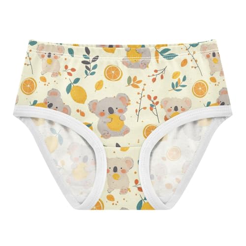 Wusikd Cute Koala Bear Girls' Underwear Cotton Lemos Leaves Girls Briefs Soft Toddler Underwear 2T