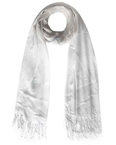 Lina & Lily Plain Color Head Wrap Hijab Muslim Scarves Tassels (White)