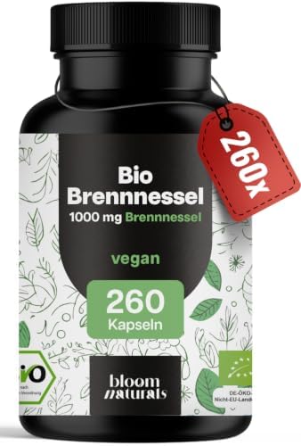 Bio Brennesselkapseln hochdosiert – 260 Kapseln – 1000 mg pro Tag | Aus kontrolliert biologischem Anbau – vegan, produziert in Deutschland, laborgeprüft