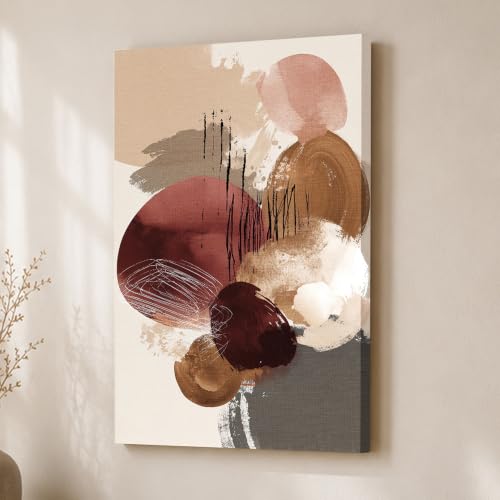 Image of Abstract Gesture Stretched Canvas Painting For Living Room | Multicolor Minimal Flow Stretched Canvas Wall Art For Livingroom Home Decor, Bedroom, Hallway's, Office, Hotel - 56x86 cm