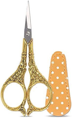 Hisuper 4.5 inch Embroidery Scissors with Leather Sheaths Mini Gold Scissors Sharp Tip Sewing Scissor for Crafting Thread Cross Stitch Cutting Needlework Handcraft DIY Tool Hisuper 4.5 inch Embroidery Scissors with Leather Sheaths Mini Gold Scissors Sharp Tip Sewing Scissor for Crafting Thread Cross Stitch Cutting Needlework Handcraft DIY Tool
