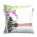 Funda de almohada de piedra zen japonesa, cuadrada, funda de almohada decorativa de orquídeas de flores, funda de cojín para el hogar, sala de estar, sofá, dormitorio, coche de 40 x 40 cm
