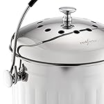 RED FACTOR Premium Compost Bin for Kitchen Countertop - Stainless Steel Food Waste Bucket with Innovative Dual Filter Technology - Includes Spare Filters (Brilliant Steel, 1.3 Gallon) - Image 2