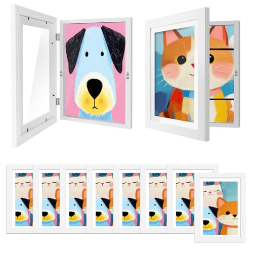 IMMERROT 8 Pack Kids Art Frames 8.5x11 Inch Kids Artwork Flip Frame Changeable for Picture Display, Children School Drawing Projects Storage, Horizontally Vertically Wall Hanging, Front Opening