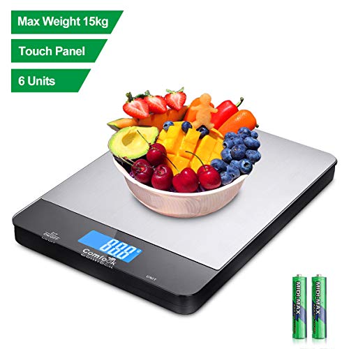 Food Scale,Comfook 15kg Digital Kitchen Scale Weight Grams and Oz for Baking