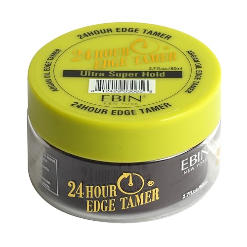 EBIN NEW YORK 24 Hour Edge Tamer Ultra Super Hold 2.7 fl.oz/80ml No Flaking, Smooth Shine, Argan & Castor Oil, Strong Edge Control Gel, Edge gel
