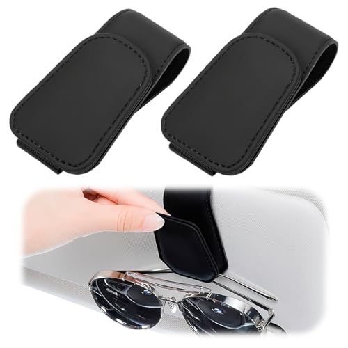CJMUQHEHH 2 Soporte Gafas Coche PU, Porta Gafas Magnético para Coche, Porta Gafas para Coche Universal para Parasol, Accesorios para Coche, ideal para Gafas, Tarjetas y Tickets