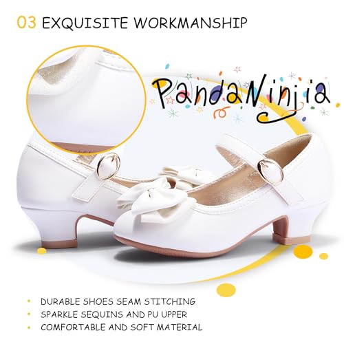 Image of PANDNAINJIA Girls Dress Shoes Toddler Heels Mary Jane Pumps