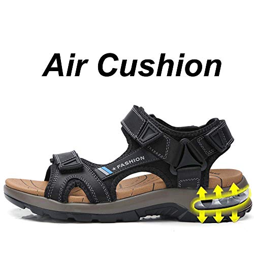 JEBU Men's Leather Open Toe Outdoor Casual Hiking Waterproof Beach Air Cushion Sandals4